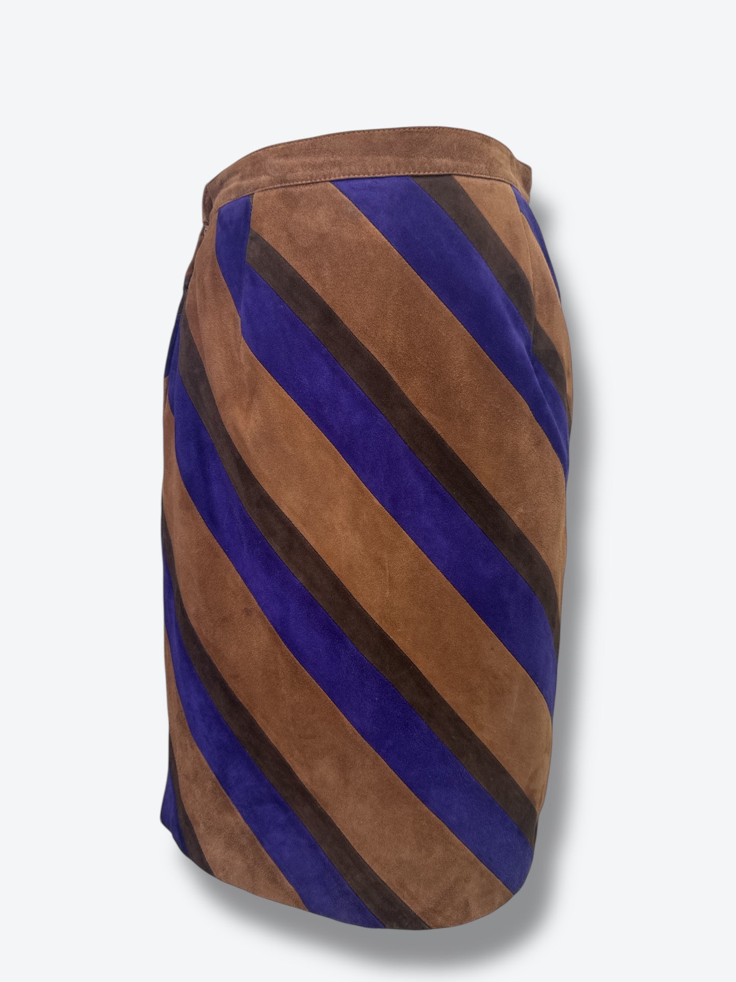 #17. 1970s Valentino Brown & Purple Color Block Pencil Skirt