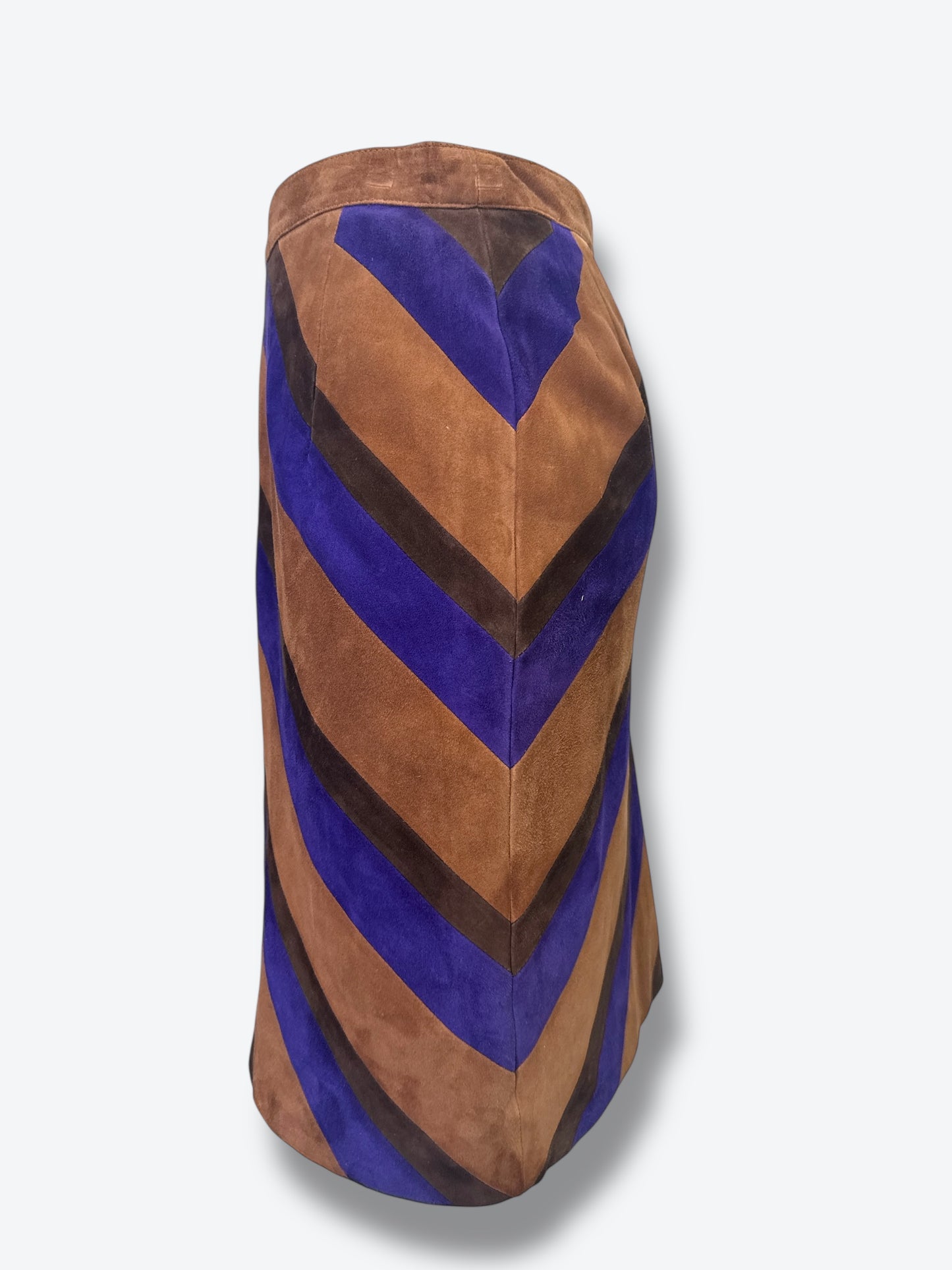 #17. 1970s Valentino Brown & Purple Color Block Pencil Skirt