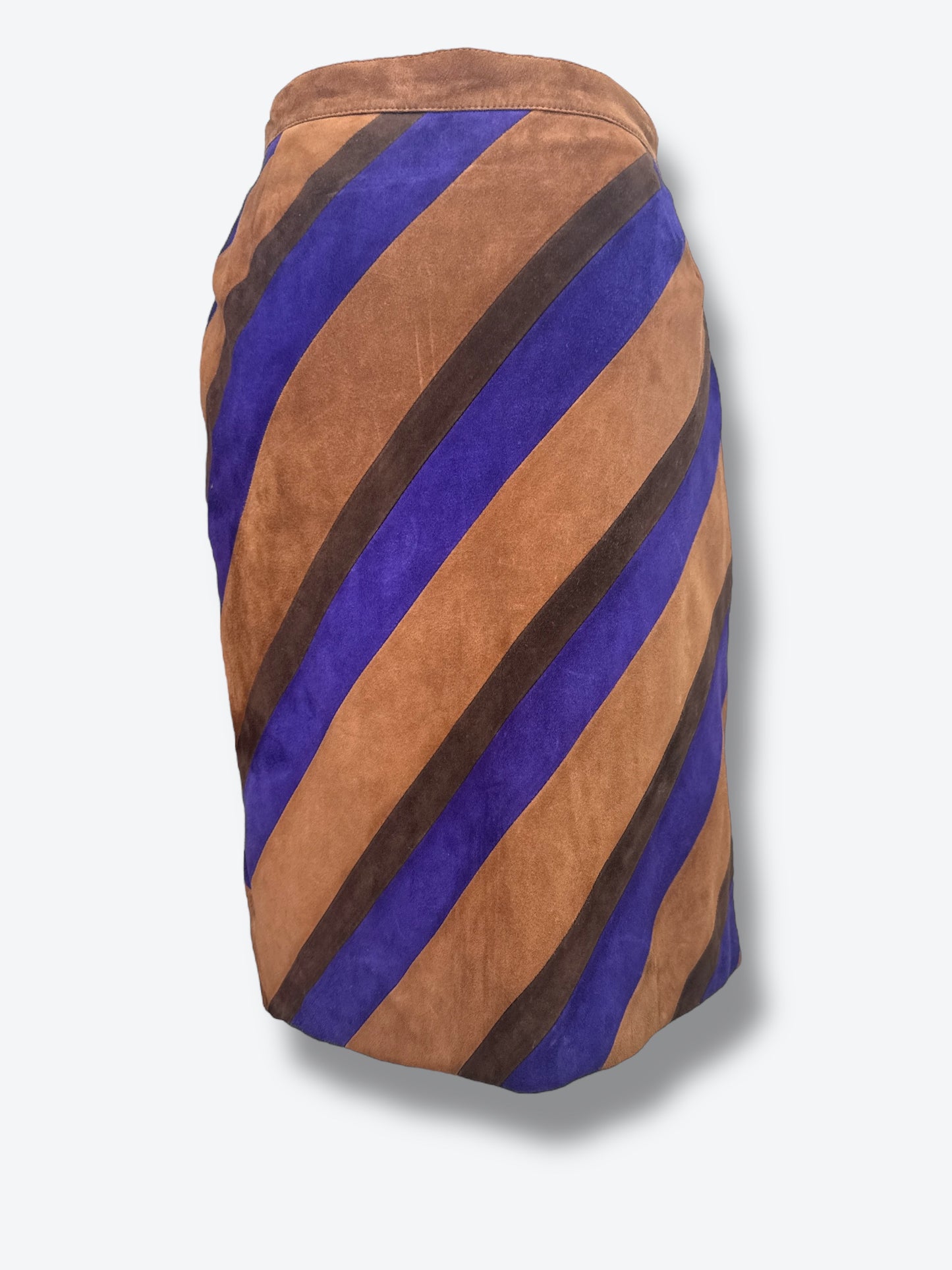 #17. 1970s Valentino Brown & Purple Color Block Pencil Skirt