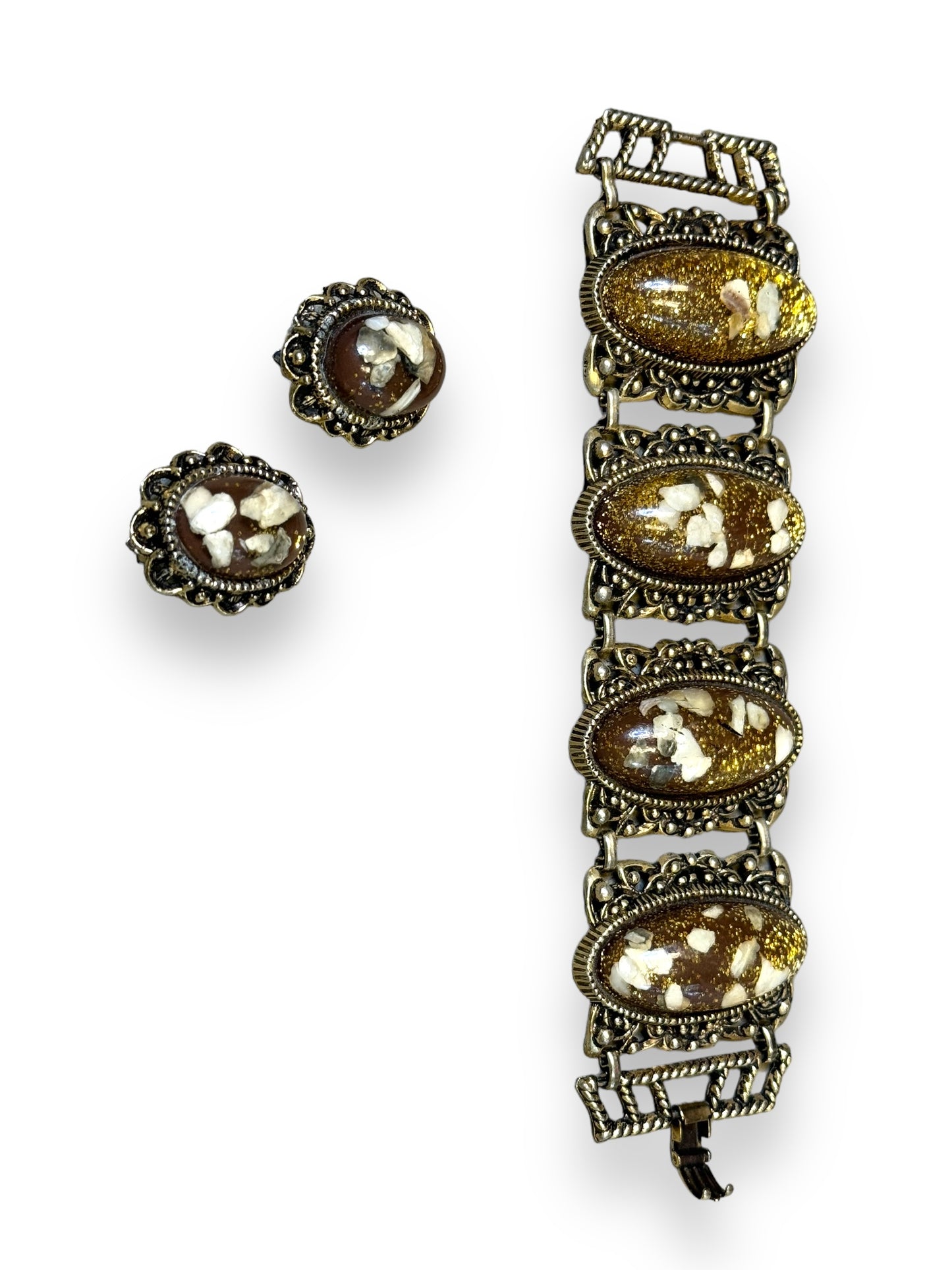 Vintage Glitter Rock and Lucite Bracelet