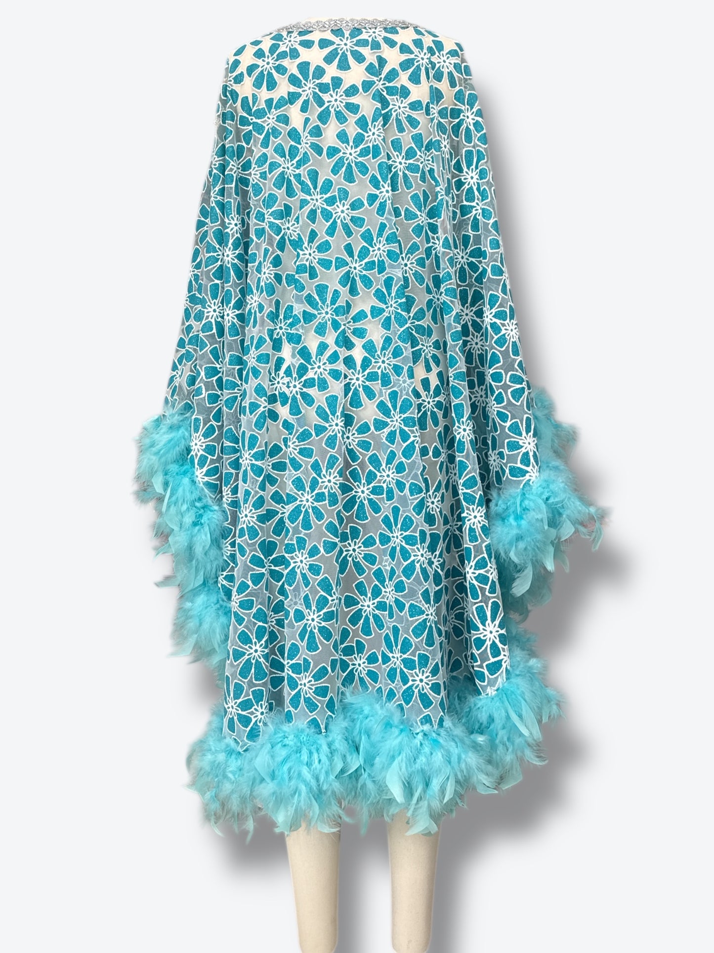 Late 1960s–Early 1970s Mod Glam Feather-Trim Evening Cape