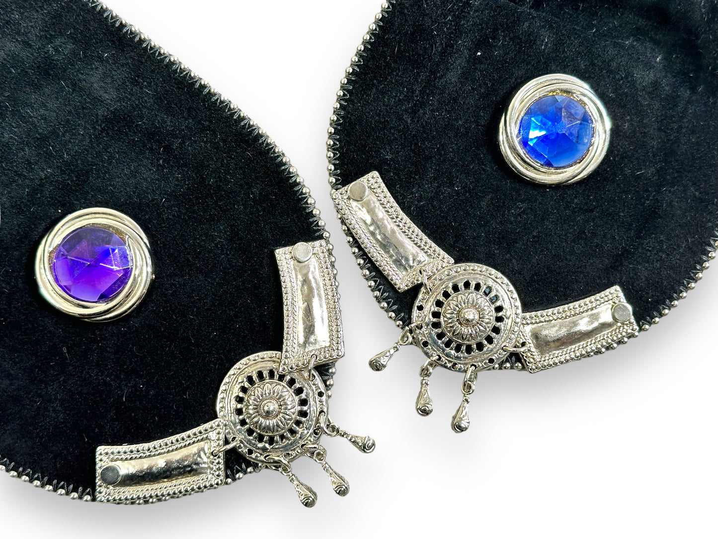 1980s / 1990s Vintage Gem + Jeweled Suede Sash Belt