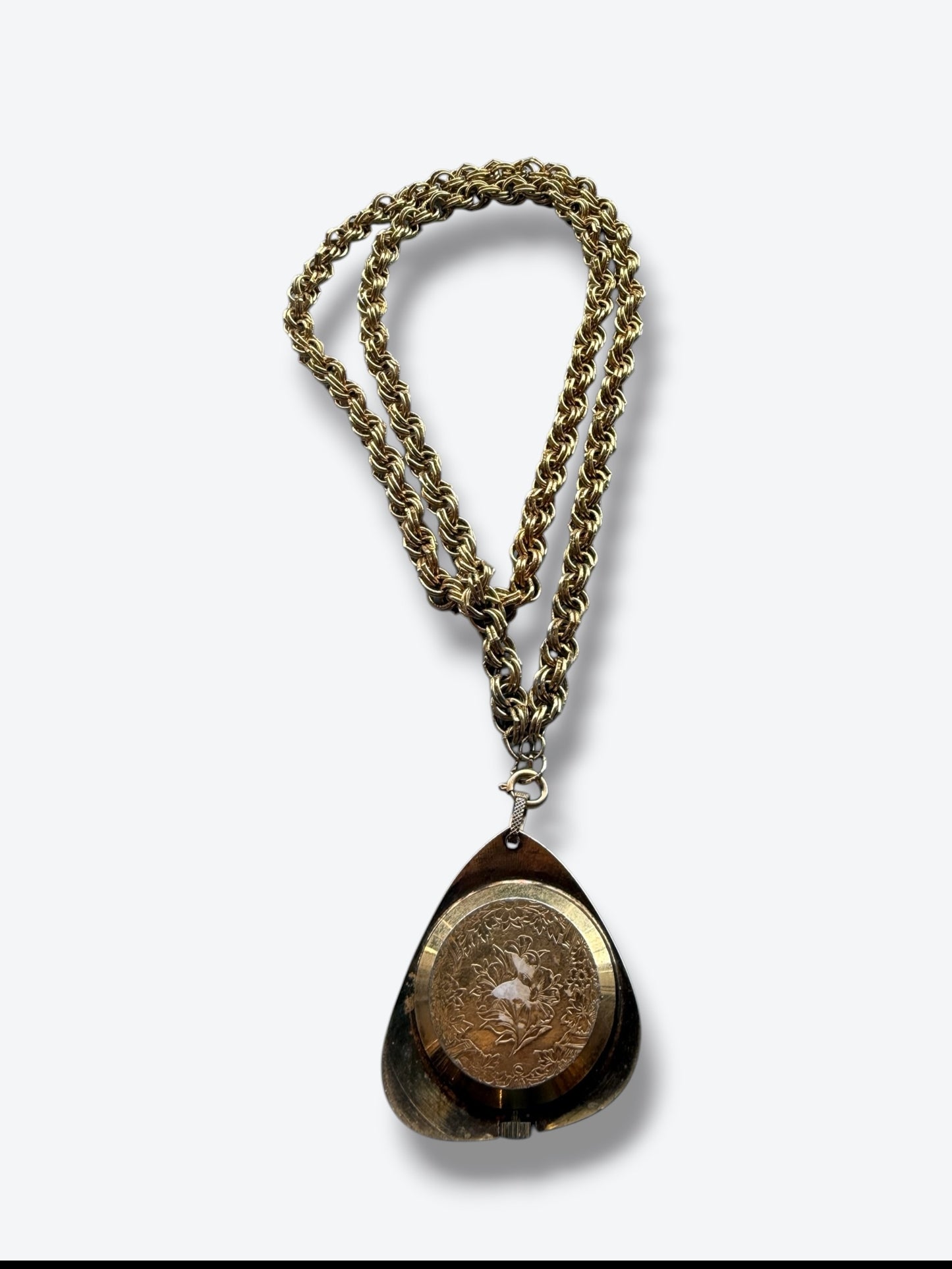 1960s Unsigned Watch + Chain Charm Necklace
