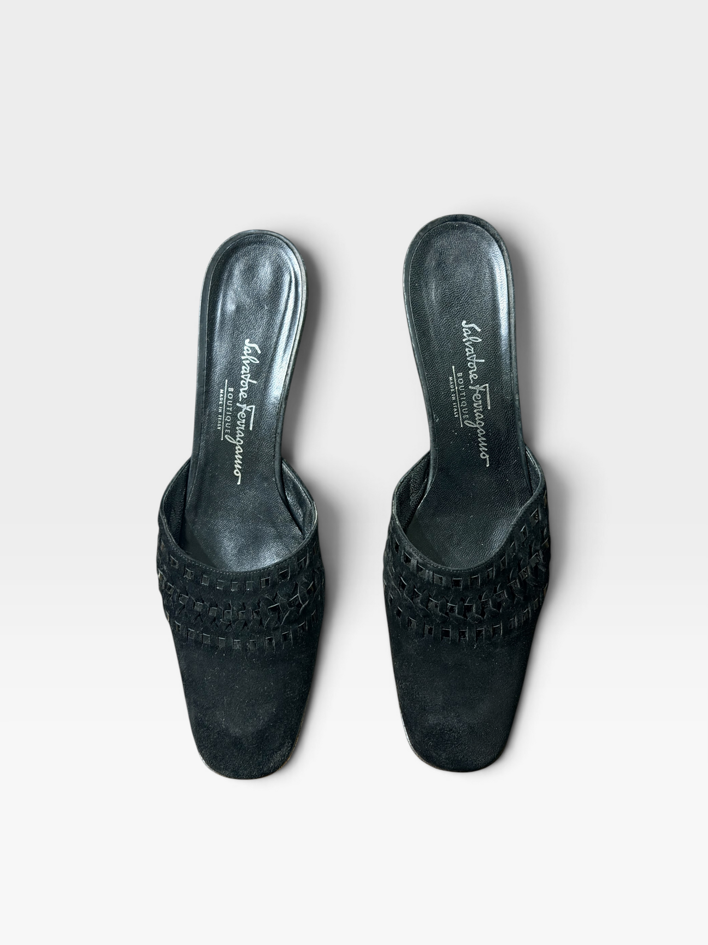 1990s Stuart Weizmann Whipstitch Kitten Slides