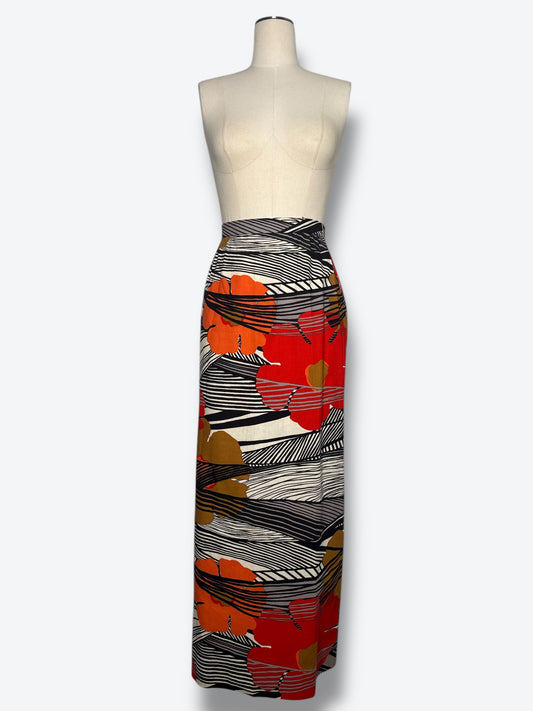 #3. 1960s Floral High-waisted Straight-Cut Maxi Skirt