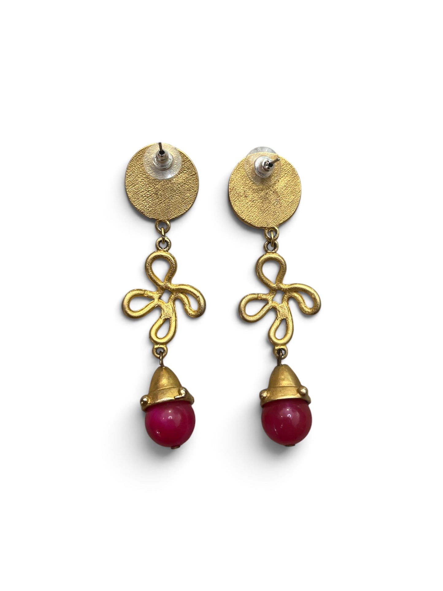 1990s Squiggle Magenta Earrings