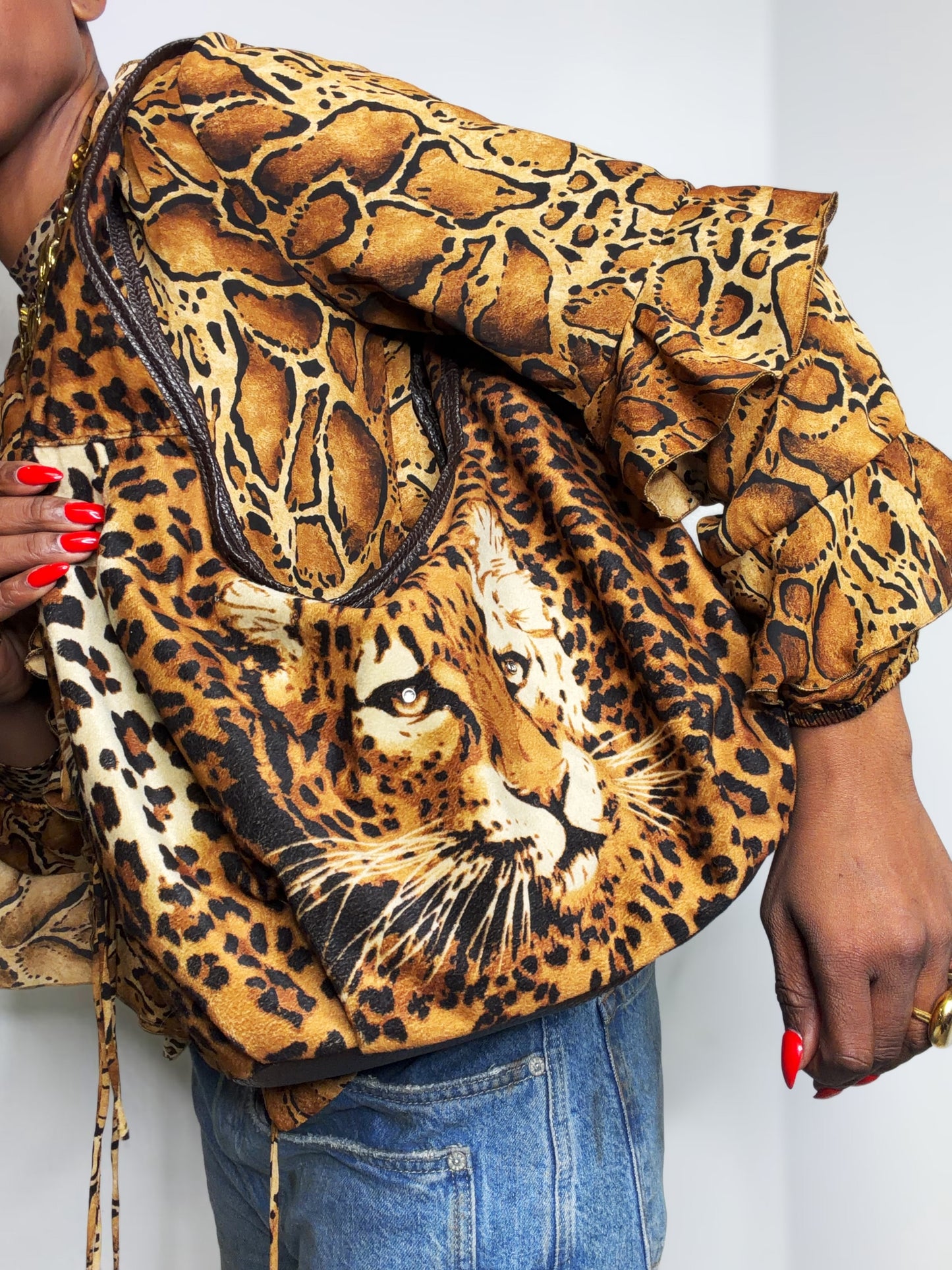 Y2K Leopard Print Ruffle Top