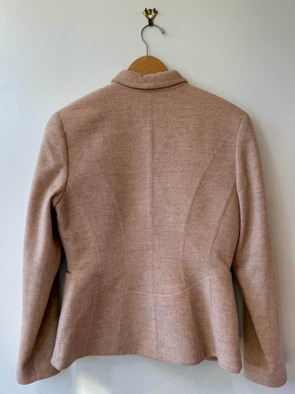 1990s Mugler Pink Wool Snap Jacket