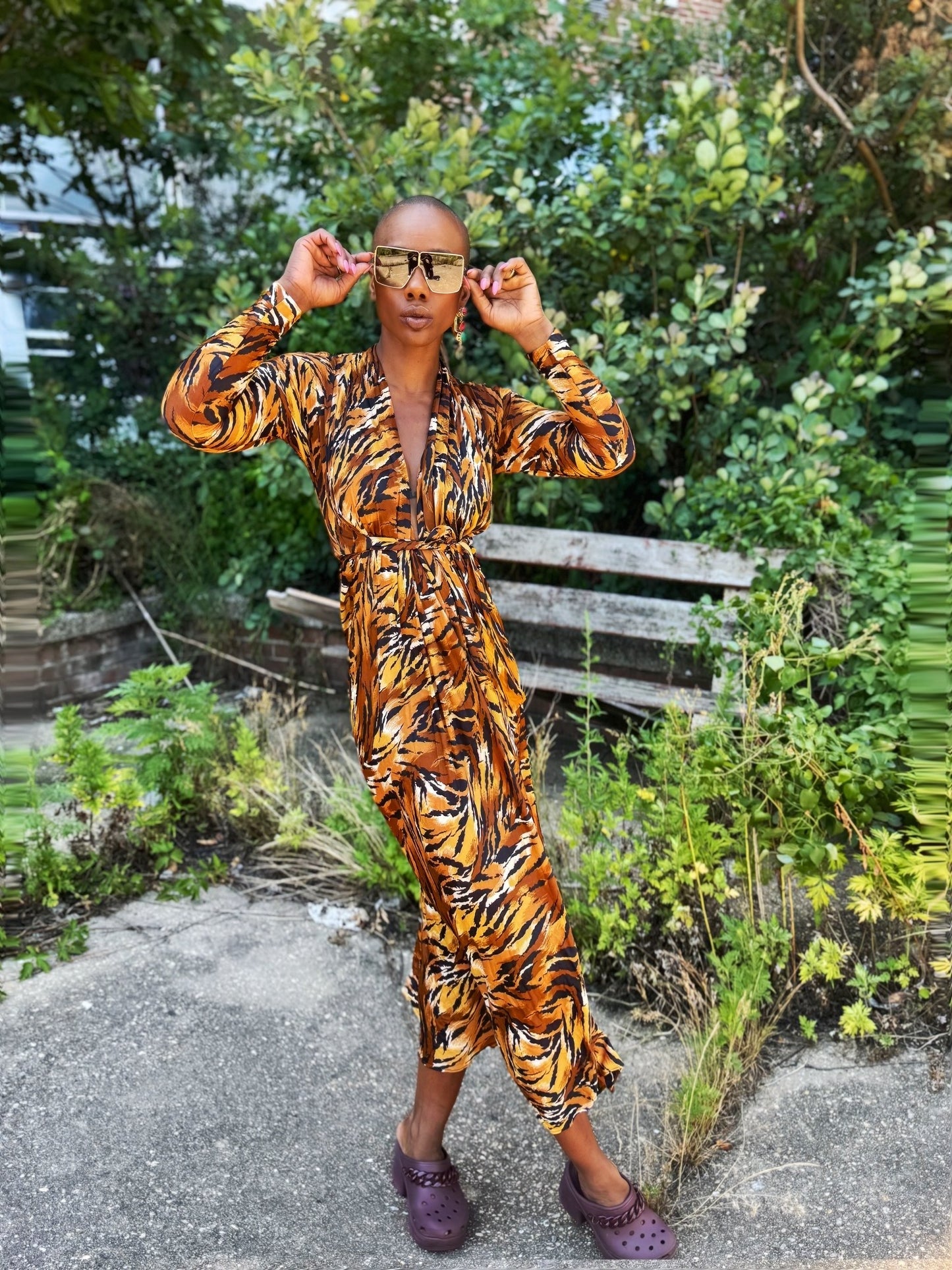 #133. Styled By Dorian Jungle Print Wrap Dress