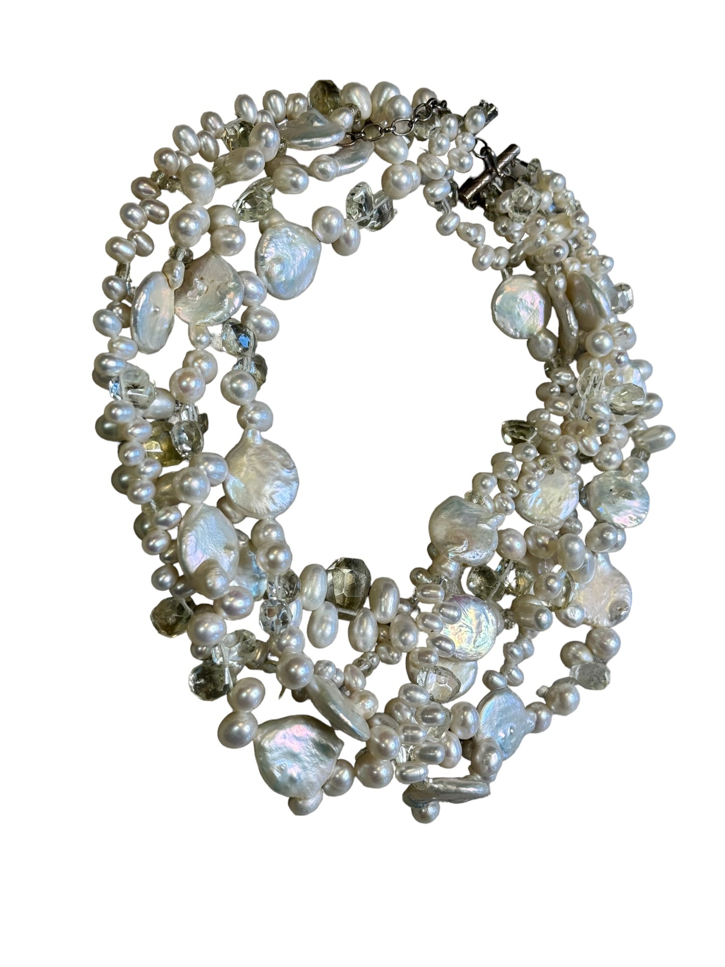 Vintage River Water and Faux Pearl Necklace