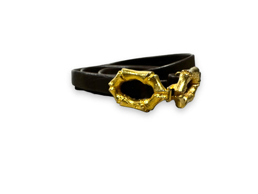 1970s Gold Etched Thin Buckle Belt