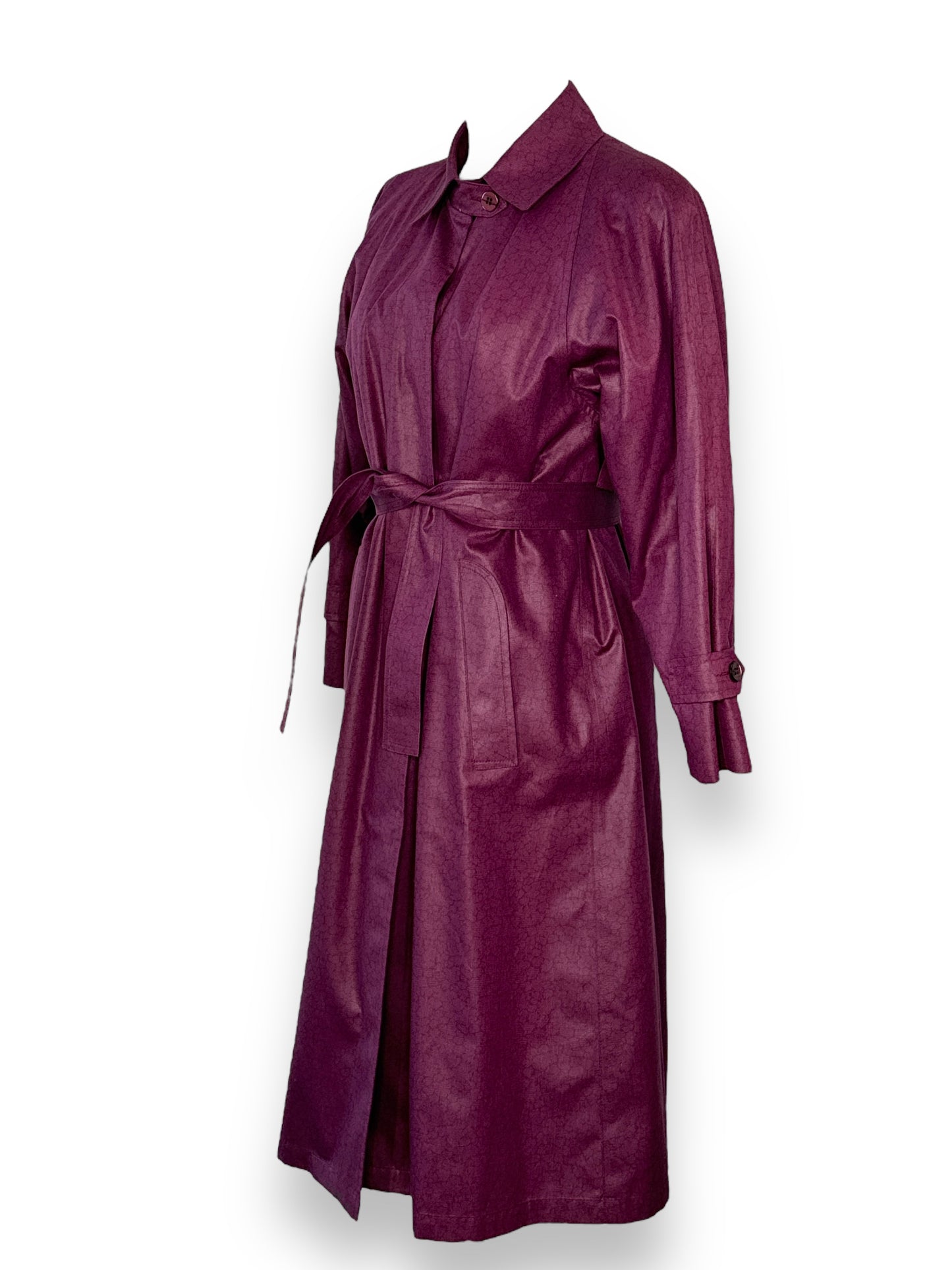 London Fog Burgundy Floral Trench