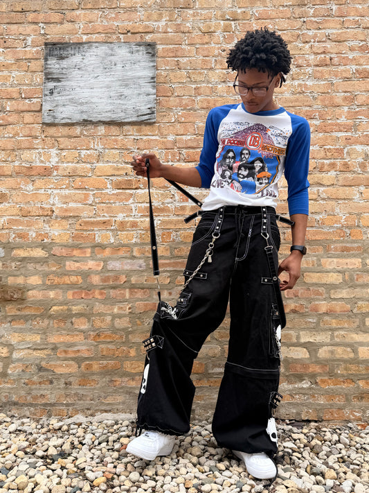 Tripp NYC Chain And Skelton Detail Baggy Jeans