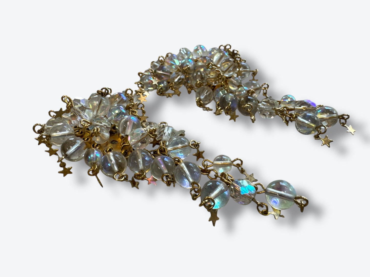 1990s Lunch At The Ritz Celestial Drop Earrings (Signed/Clip)