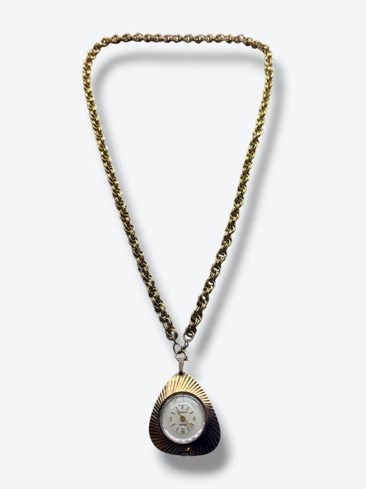 1960s Unsigned Watch + Chain Charm Necklace