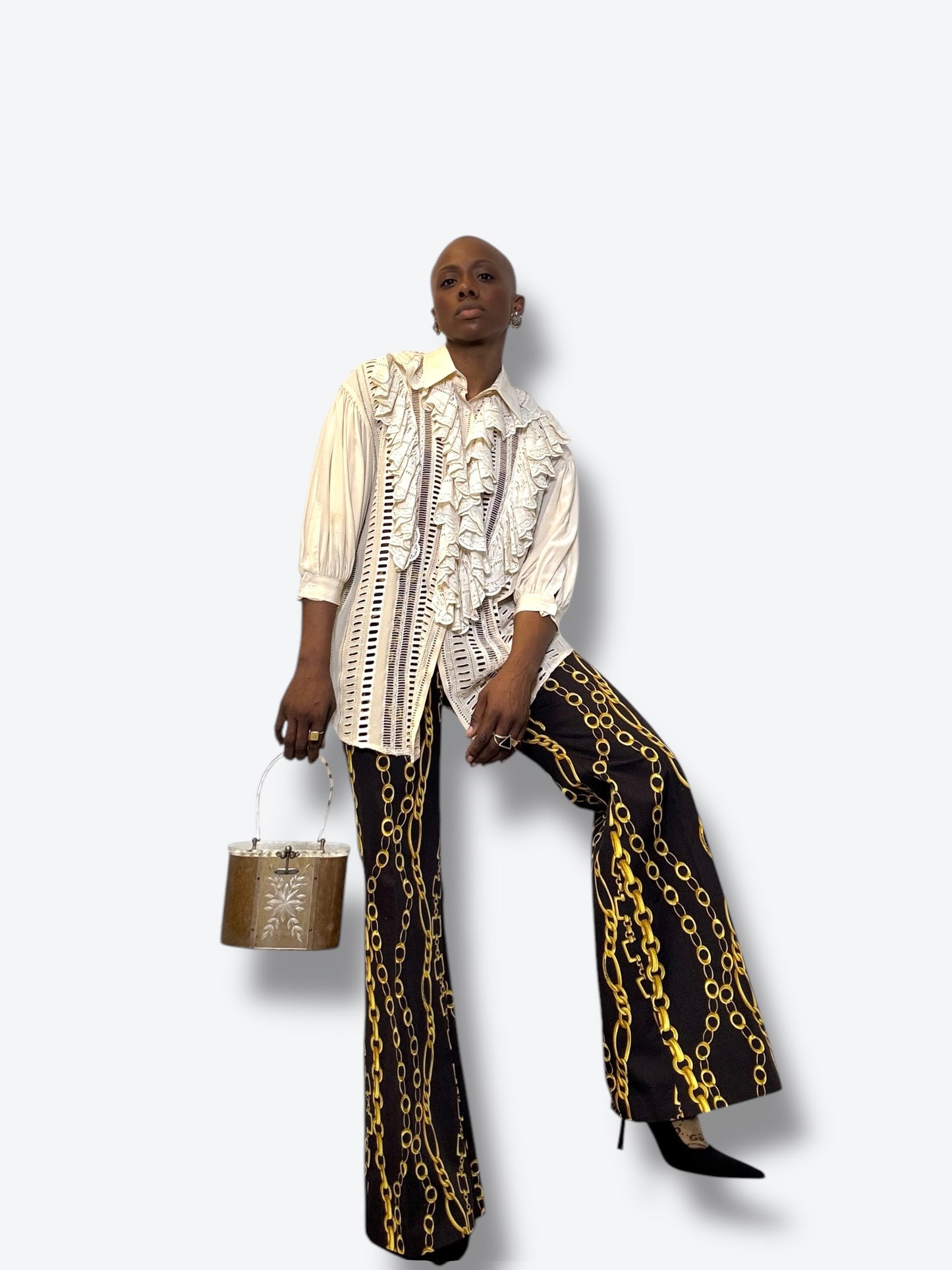 Dolce + Gabanna Chain Link Brown and Gold Pants