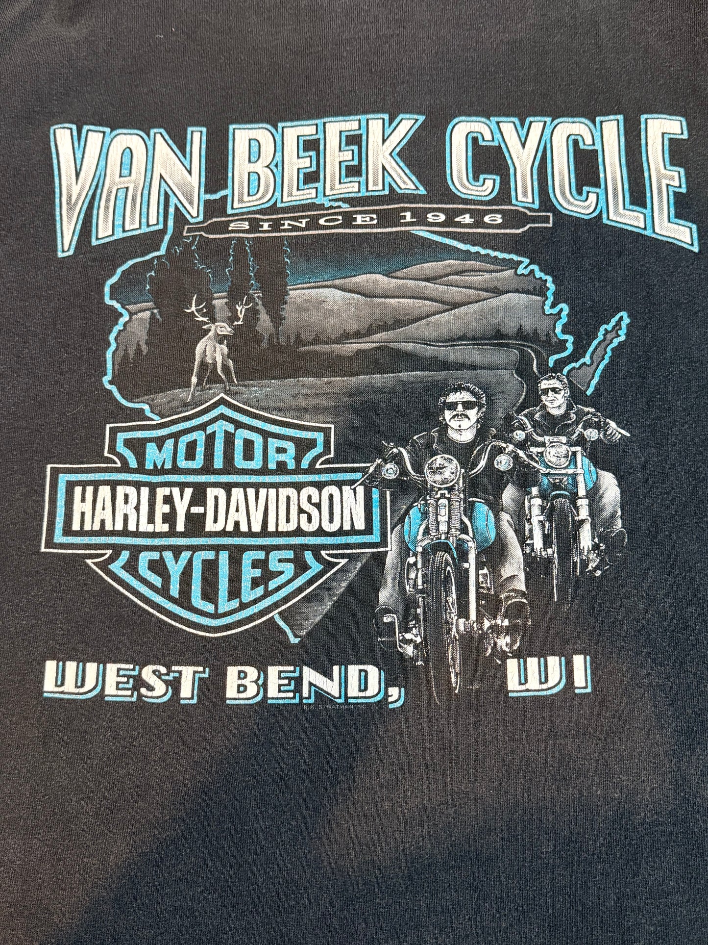 Vintage Harley-Davidson Van Beek Cycle Tee – West Bend, WI Graphic T-Shirt