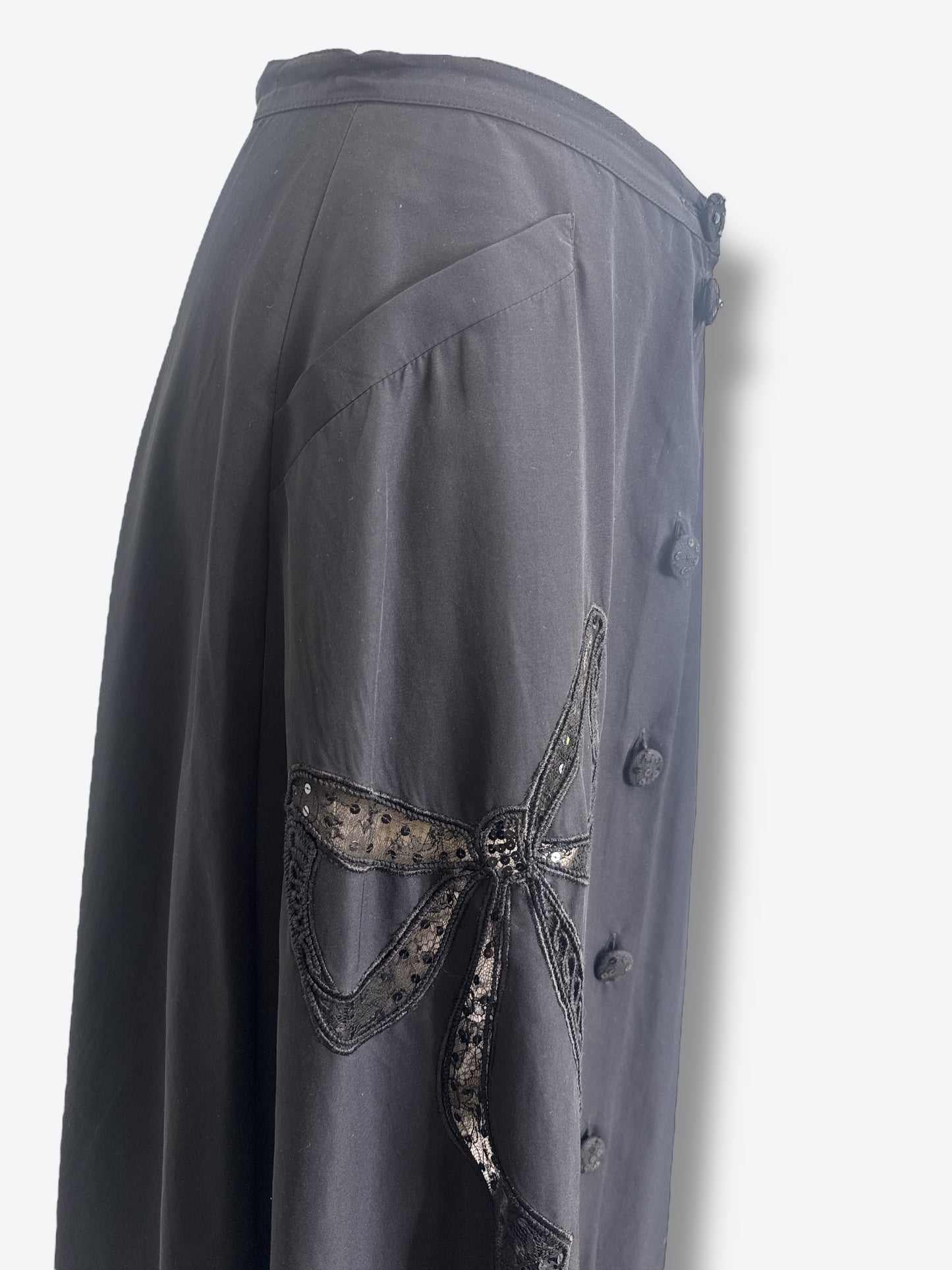 #4. Y2K Blue Marine  A line Ribbon and Lace Button Front Skirt