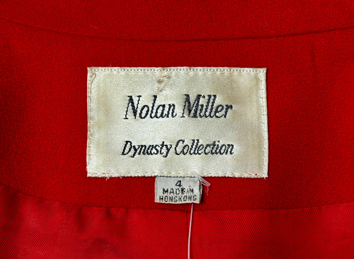 1990s Nolan Miller Wool and Mink Collar Leather Trim Blazer