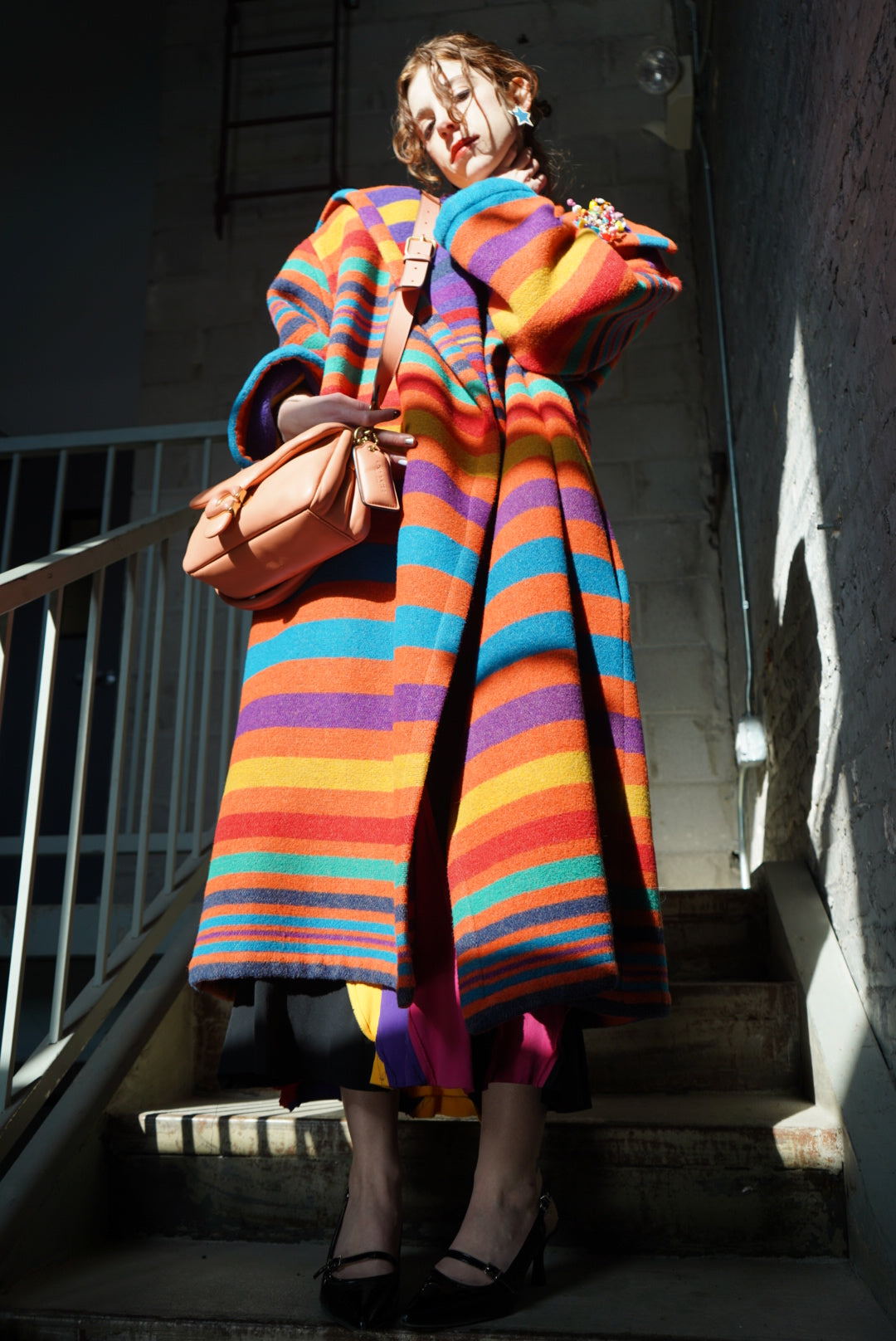 Y2K Tony Lambert Rainbow Stripe Wool Blend Sweater Jacket