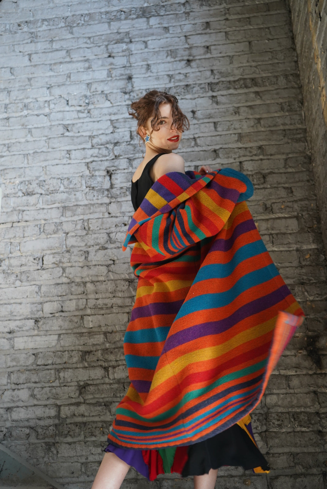 Y2K Tony Lambert Rainbow Stripe Wool Blend Sweater Jacket