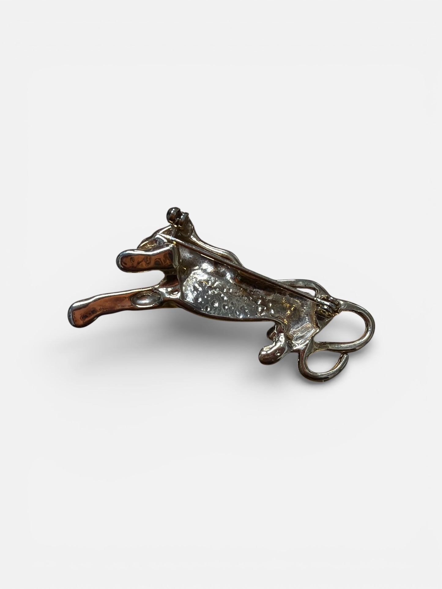 1990s 1.5” Cheetah Black + Gold Enamel Brooch