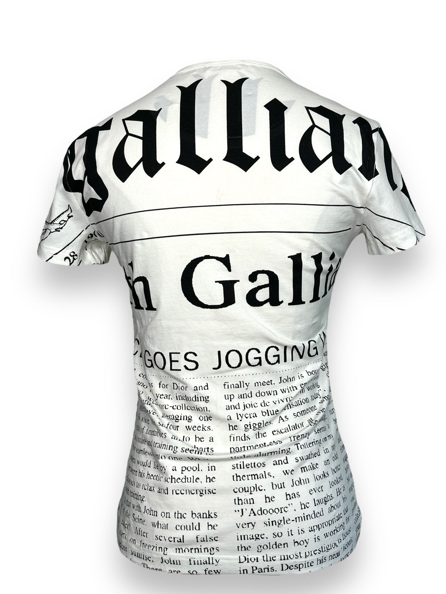 Y2K Galliano Newspaper Graphic T