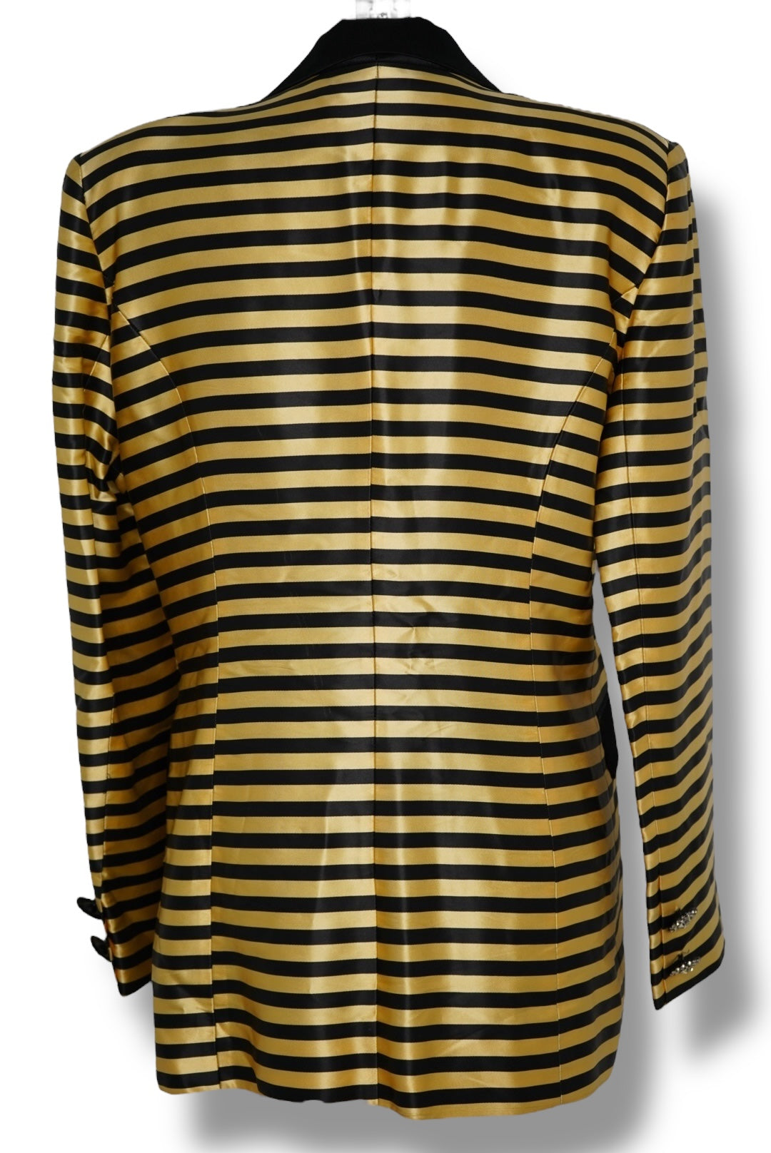 1980s Lilli Taylor Black & Creme Stripe Diamond Button Blazer