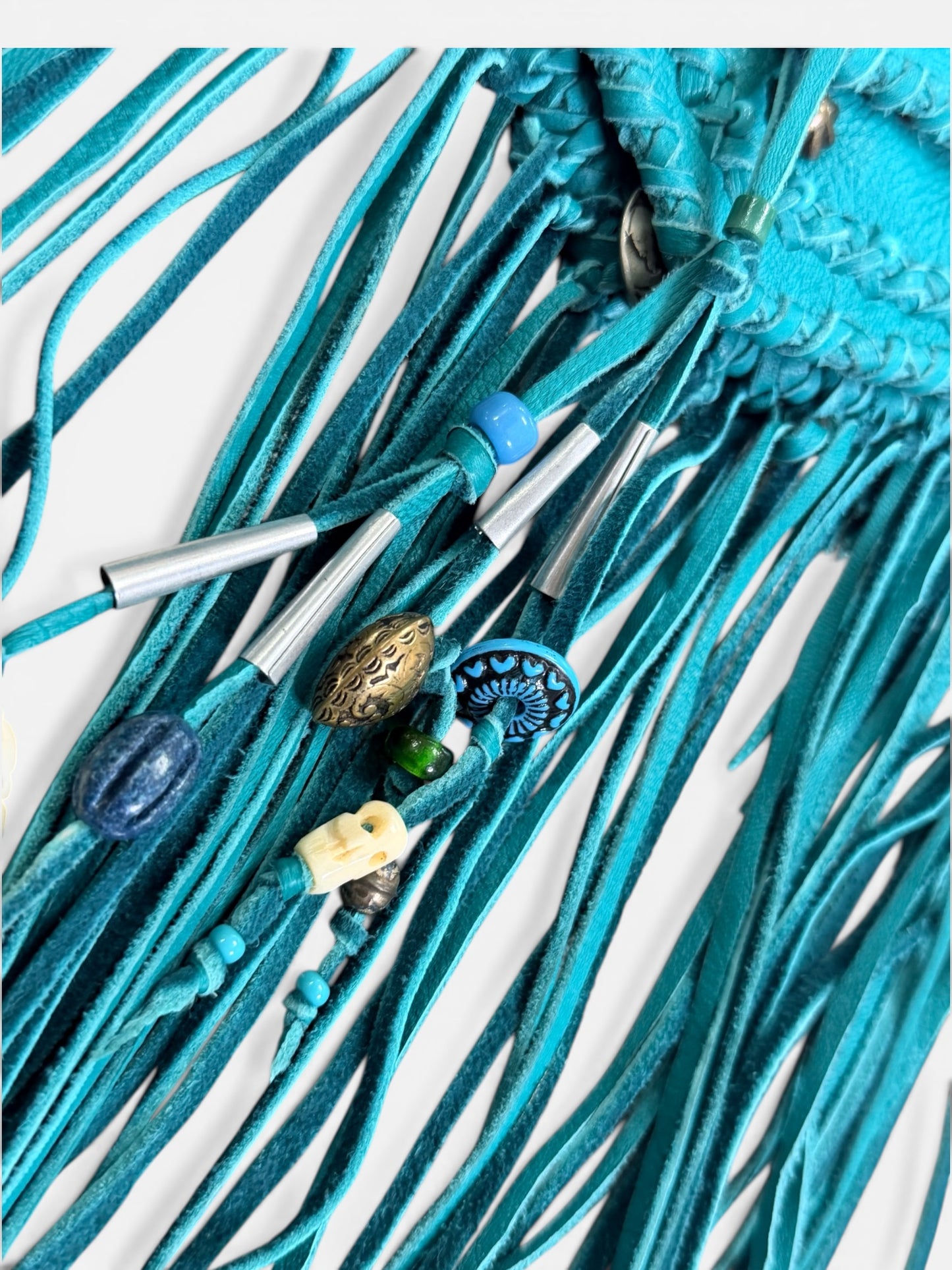 1970s Turquoise Fringe Crossbody – Bohemian Leather Festival Bag
