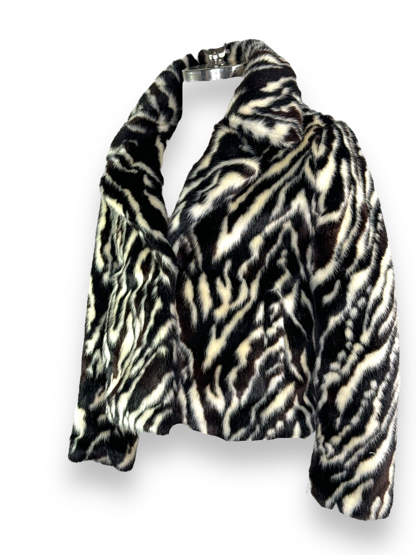 Vintage Black and White Faux Fur Jacket