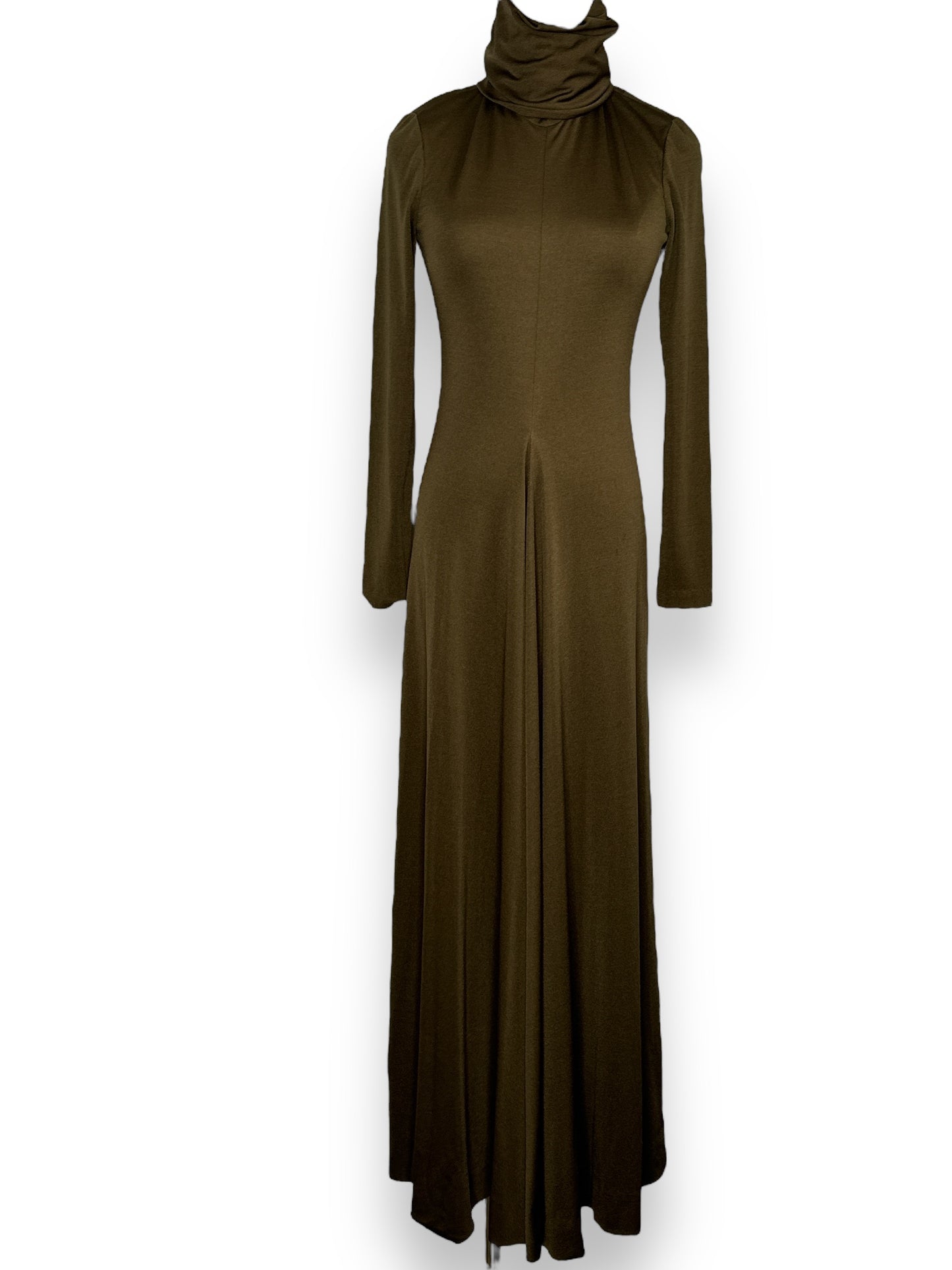 1970s “John Anthony” Brown Cowl Neck Dress