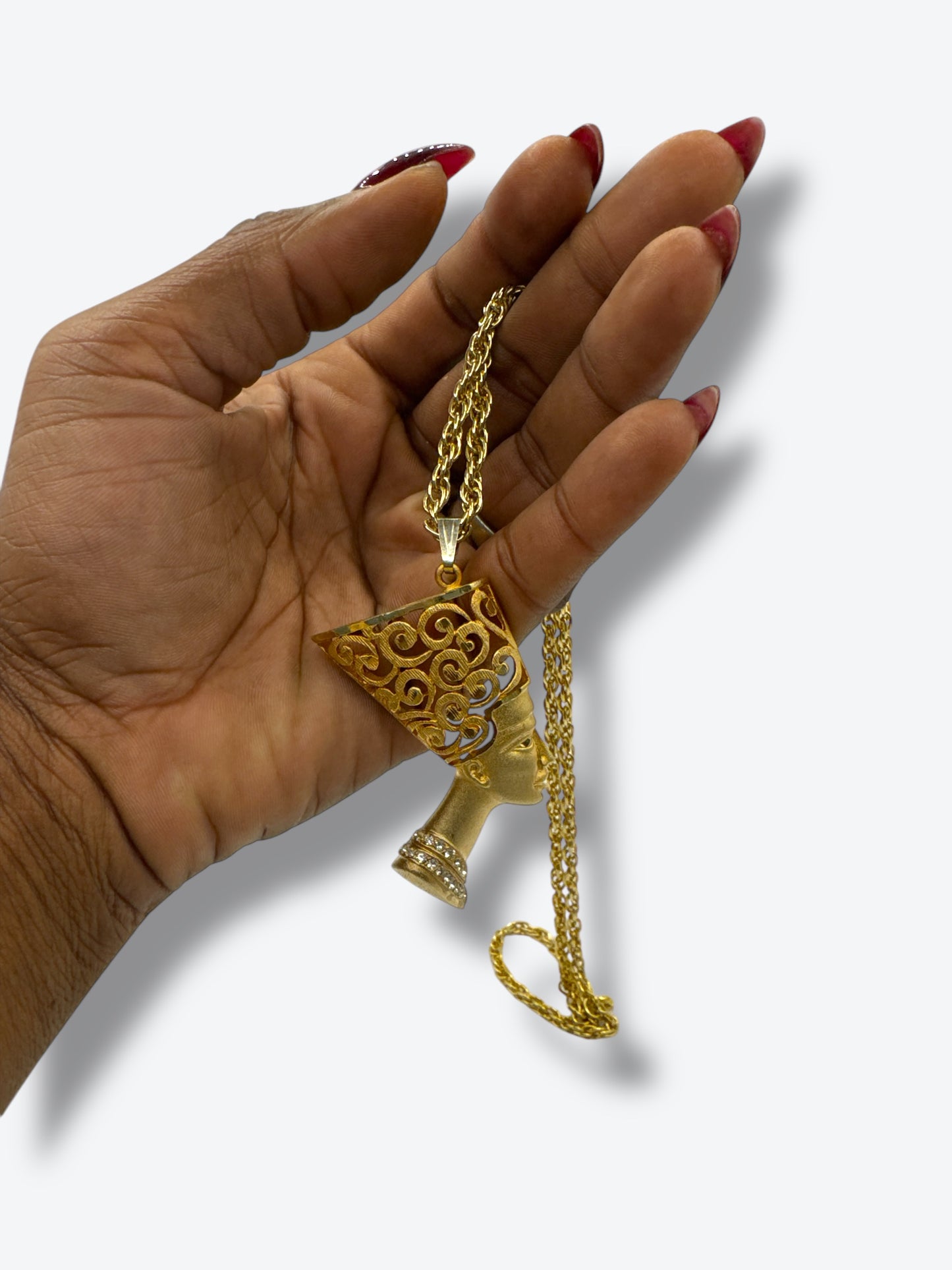 1970s Nefertiti Gold Charm Necklace