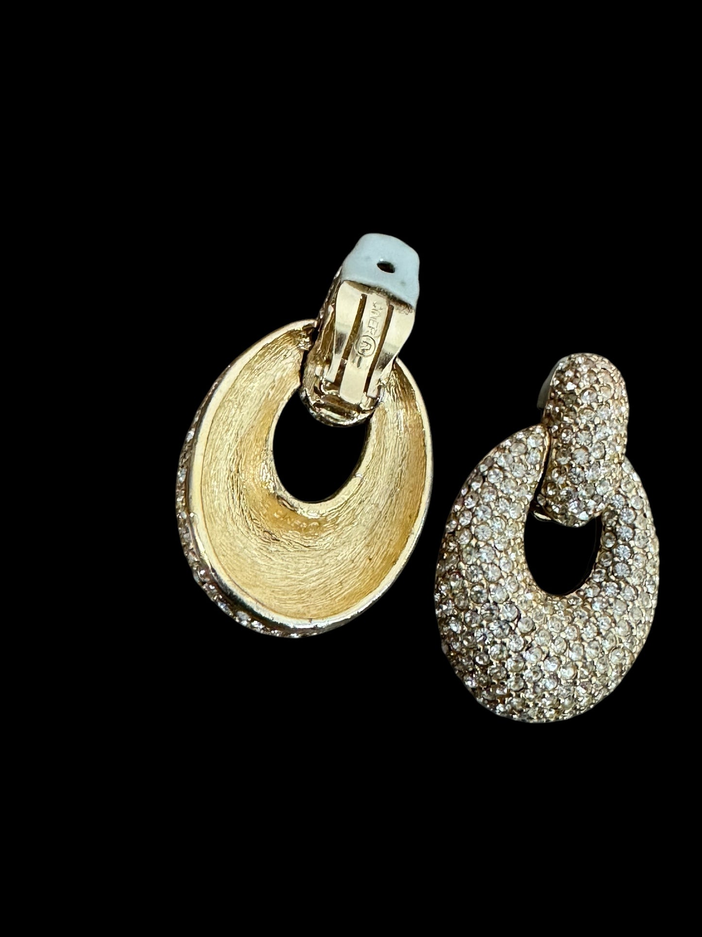 1970s Ciner Gold & Crystal Earrings (Clip On)