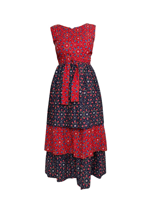 1970's Styled by Tyrone Floral Tier Cotton Dress