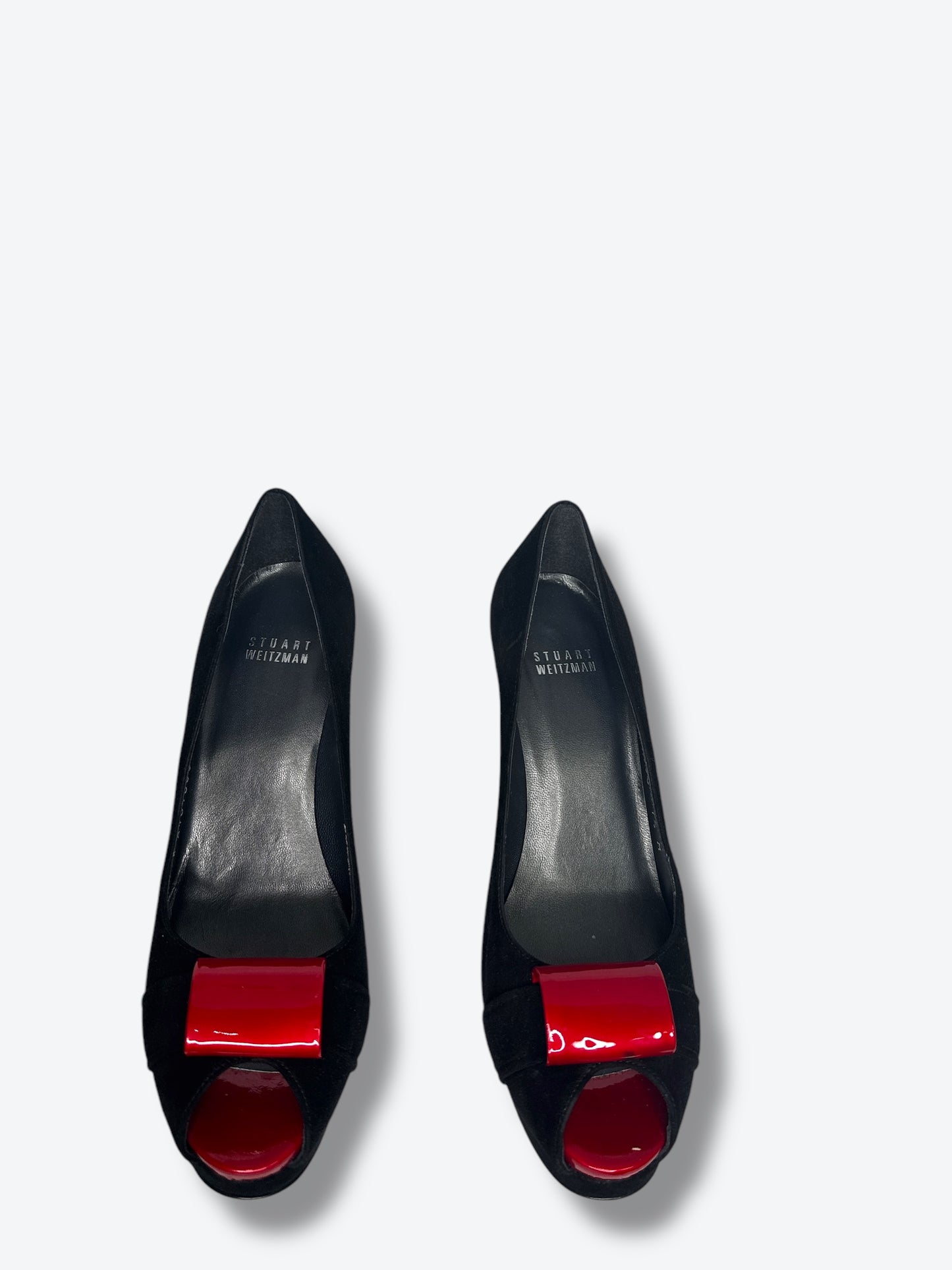 Y2K Stuart Weitzman Black Suede and Red Shoes