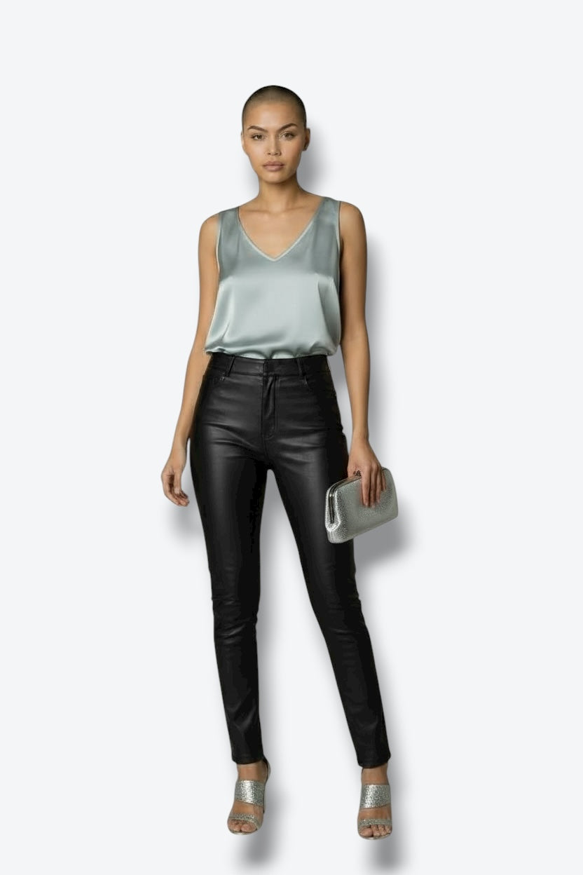 Brunello Cucinelli Silk Charmeuse Tank in Ice Blue