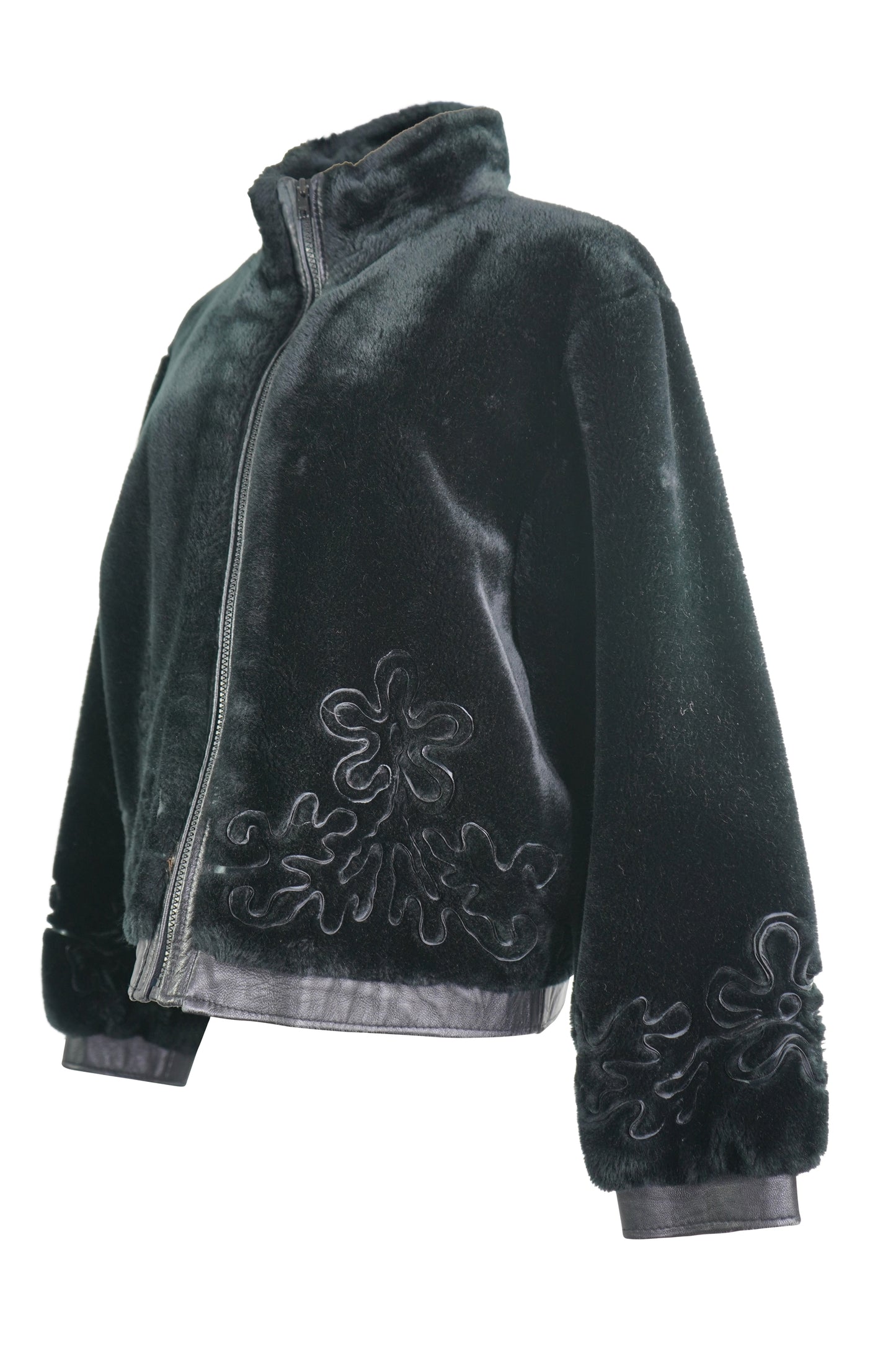 1990's Neiman Marcus Faux Fur Floral Cropped Jacket