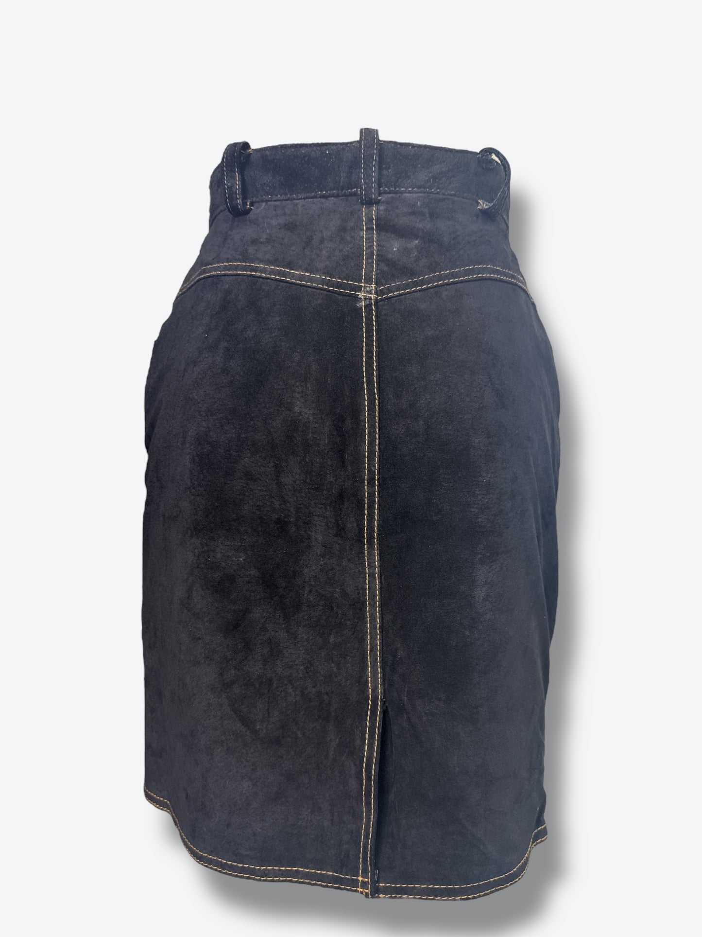 #14. Vintage Wilson Leather Suede Contrasting Stitching High Waisted Mini Skirt
