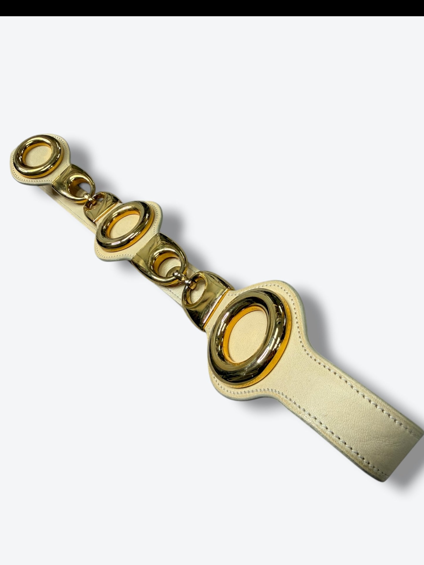 Y2K Barneys New York Sculptural Gold Hardware Leather Belt – Made in Italy