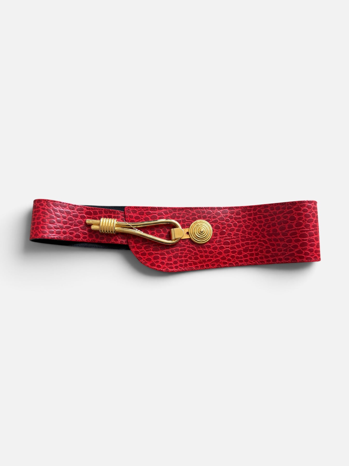 1980s Embossed Red Lth Belt Size:M
