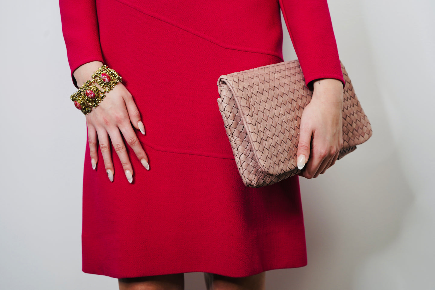 1970s Pink and Gold Enamel Metal Cuff