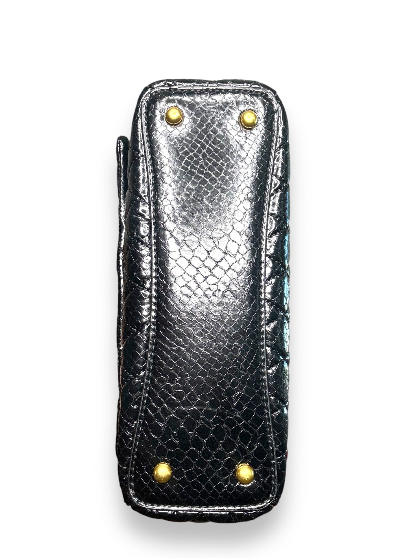 Trend: “Guess” Black and Gold Embossed Leather Shoulder Bag