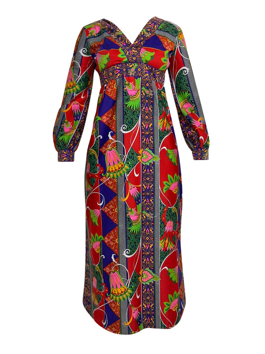 1970's Tori Richard Multi Colored Dress