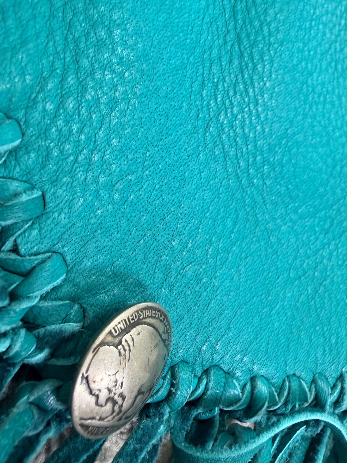 1970s Turquoise Fringe Crossbody – Bohemian Leather Festival Bag