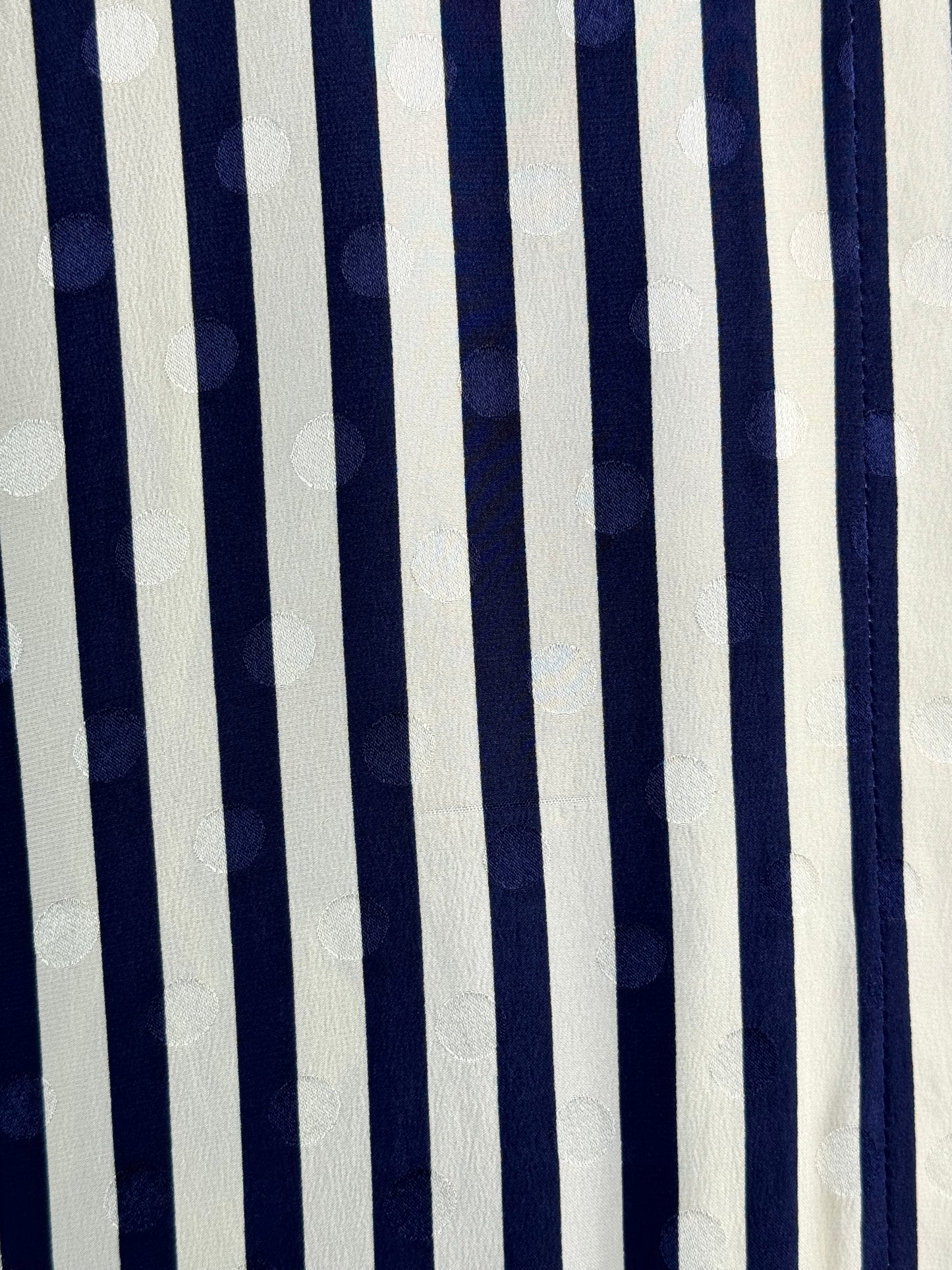 1970s Valentino Blue and White Striped and Polka Dot Silk Top