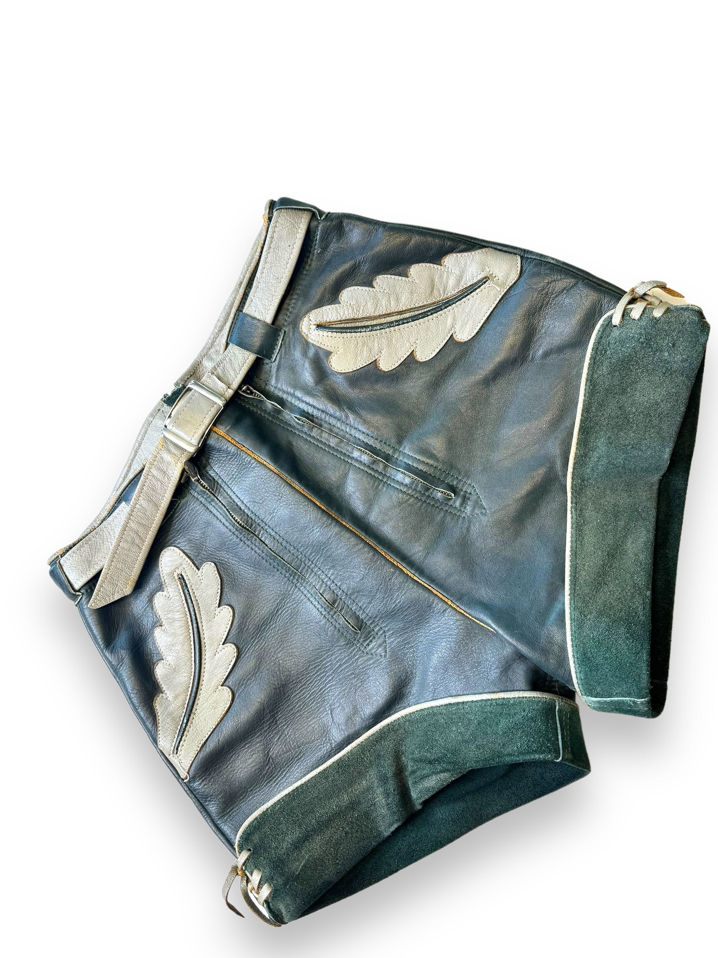 1970s Vintage Leather Leaf Shorts