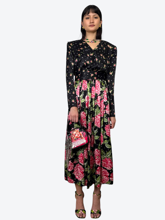 1990s “Miss O” by Oscar De Le Renta Floral Two Piece Set