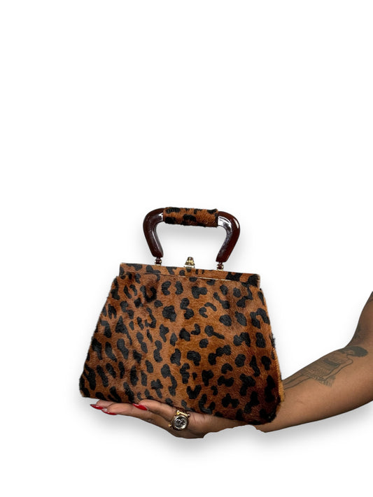 Vintage “Santestenan” Cheetah Print + Calf Hair Handbag