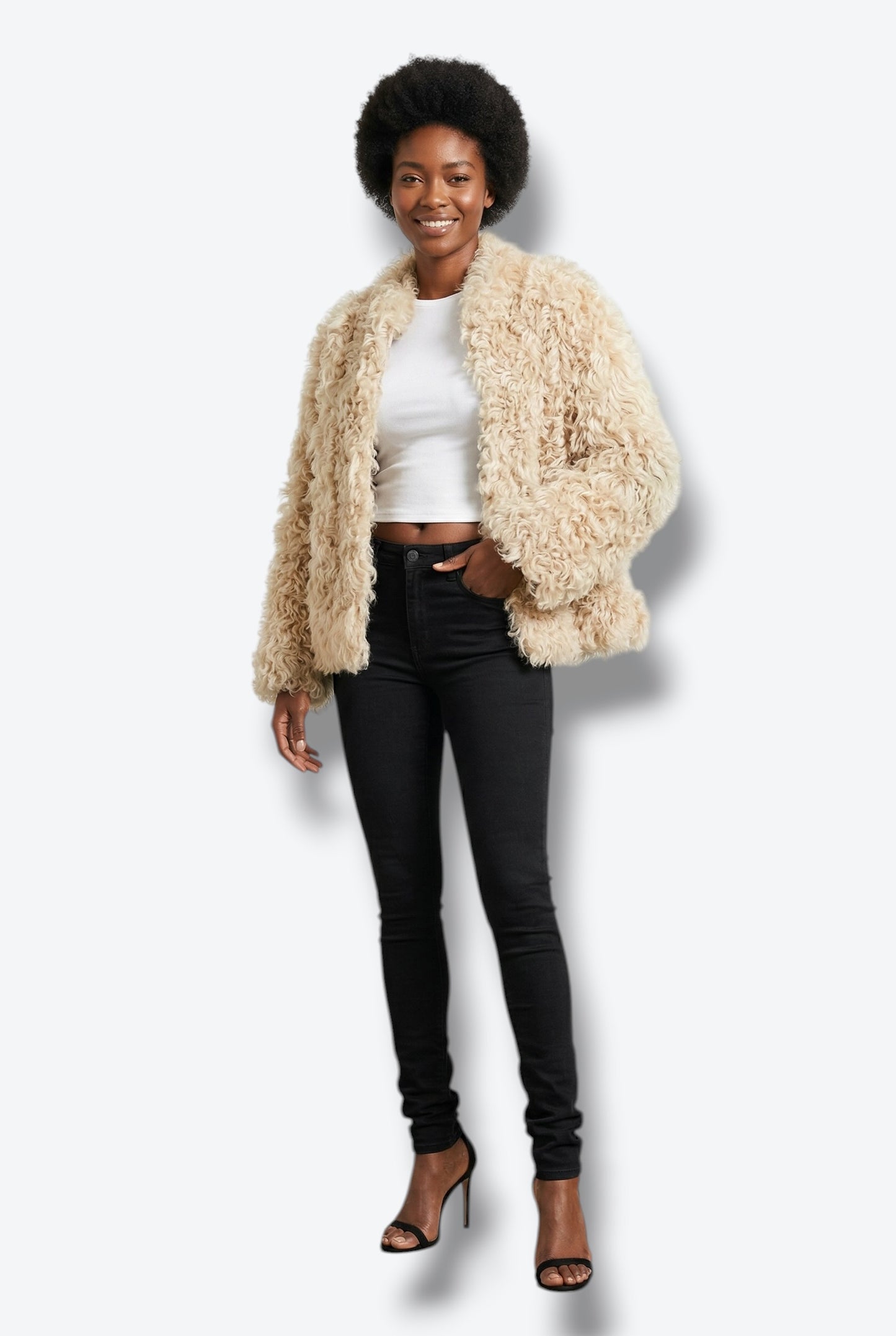 Y2K Reversible Suede + Mongolian Lamb Cropped Jacket