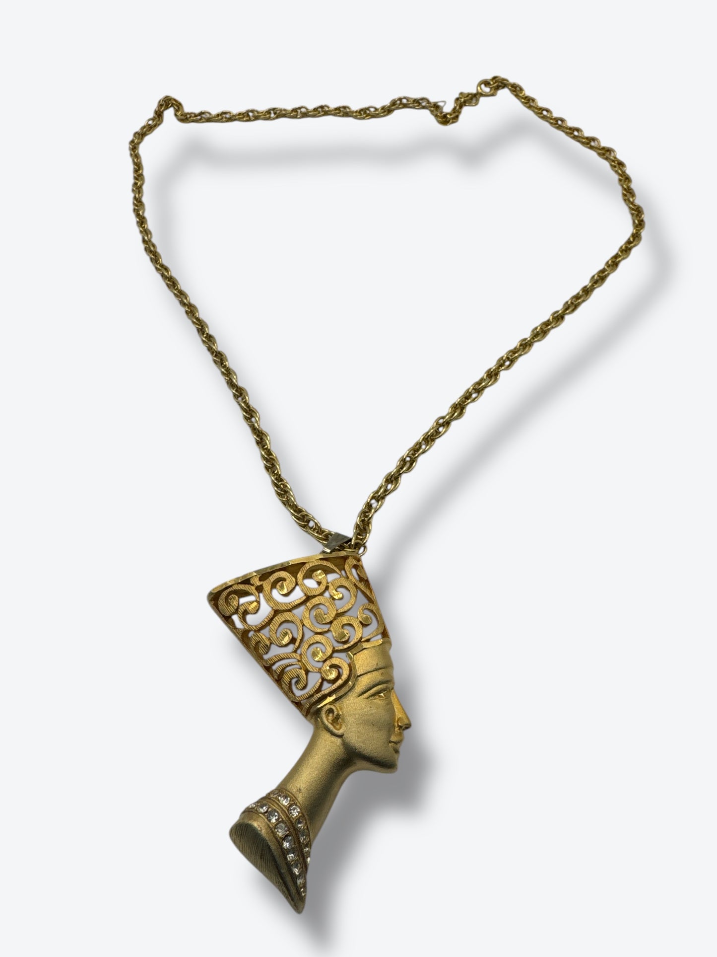 1970s Nefertiti Gold Charm Necklace